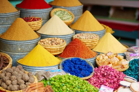 Selection of spices on a Moroccan market