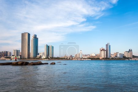 beautiful xiamen skyline at dusk