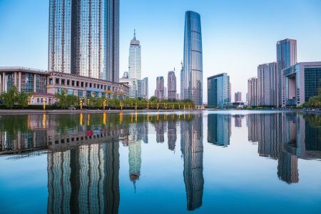 beautiful tianjin cityscape at dusk