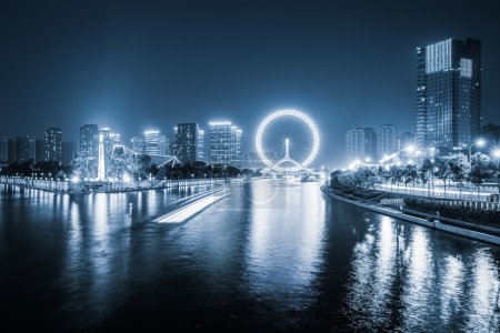 tianjin haihe river at night