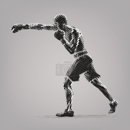 拳击。墨迹样式的绘图中的矢量插图