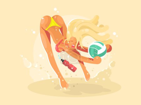 女孩玩沙滩排球