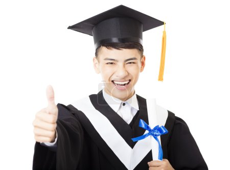 Happy young male college graduate portrait