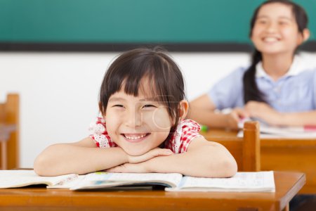 happy little girls in the classroom