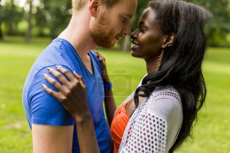 Multiracial couple in the park