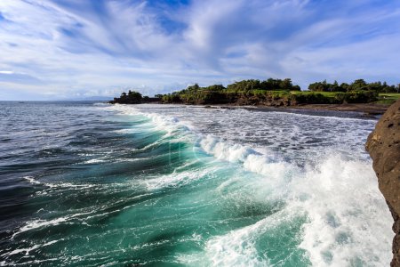 Tahah Lot Temple and ocean waves, Bali