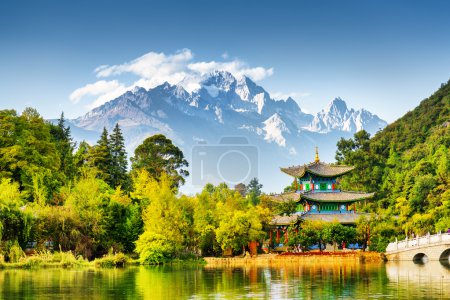 Scenic view of the Jade Dragon Snow Mountain, China