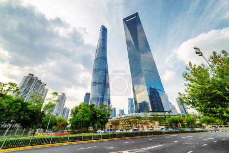 Bottom view of the Shanghai Tower, the Pudong New District