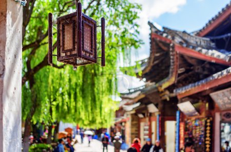 Traditional Chinese street lamp at the Old Town of Lijiang