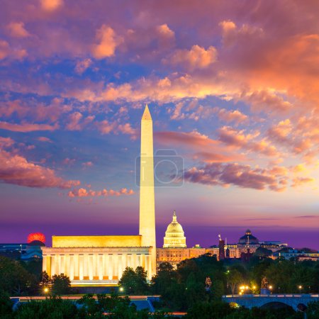 Washington Monument Capitol and Lincoln memorial