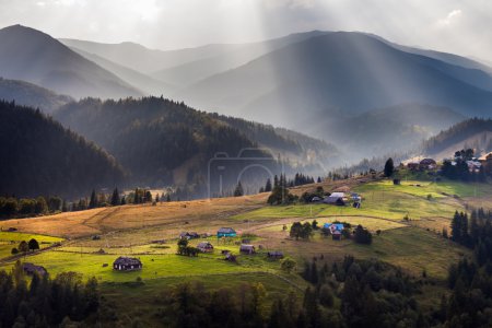 Beautiful light beam in morning, mountain