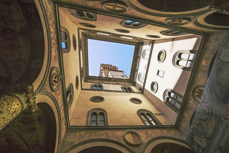 A view in the Uffizi Gallery in Florence in Italy in summer