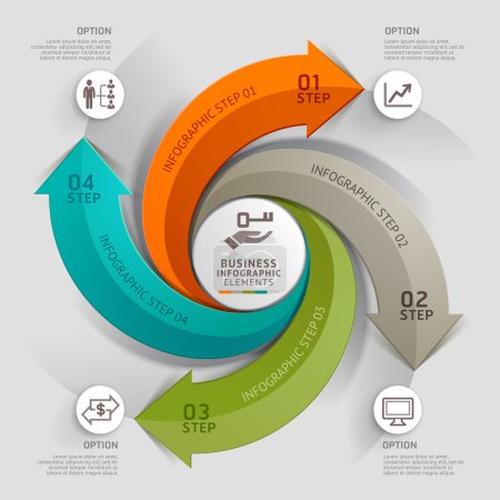现代箭头业务模板。矢量图。可以用于工作流布局、 图、 数字选项、 网页设计、 图表和时间线