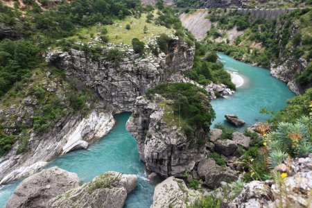 mountain landscape with mountain turbulent river