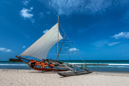 Beautiful boat on beach