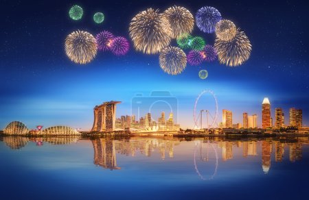 Singapore Skyline and view of Marina Bay