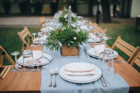 Decorated and served festive table