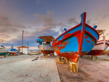 Fishing boats being repaired