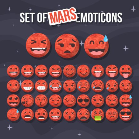 Set of cute mars smileys