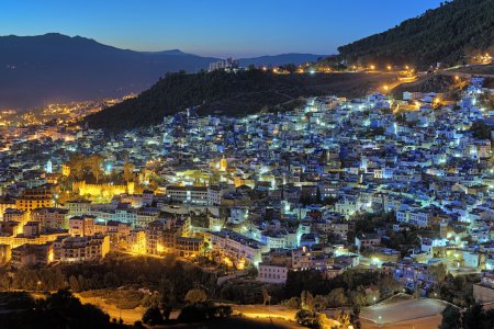 Evening view of Chefchaouen, Morocco