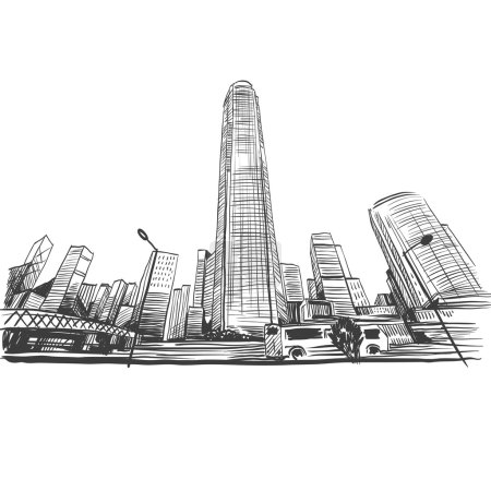 Hong Kong hand drawn