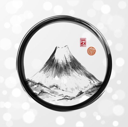 黑色的 enso 循环的富士山山