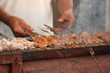 cooking traditional food kebab