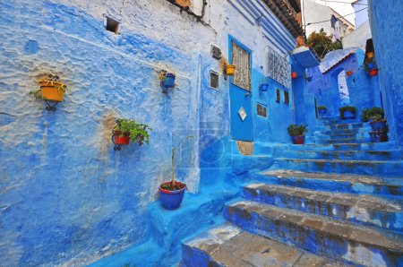 Traditional blue patio in Chefchaouen