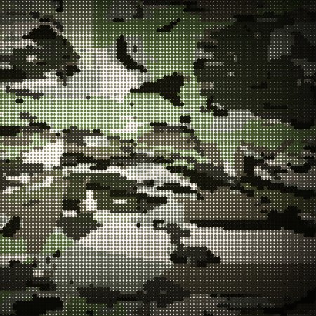 Camouflage military halftone pattern background. Vector illustration, EPS