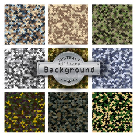 Camouflage military triangle pattern set background. Vector illustration, EPS10