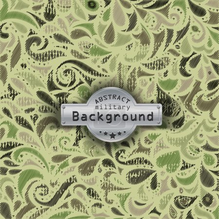 Camouflage military curly decorative pattern background. Vector illustration, EPS