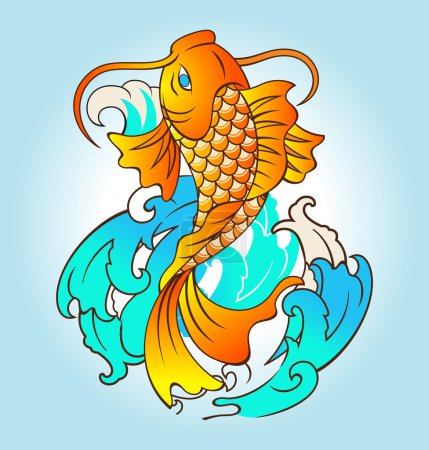 Fish tattoo. Vector illustration