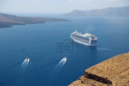 Cruise ship near Santorini