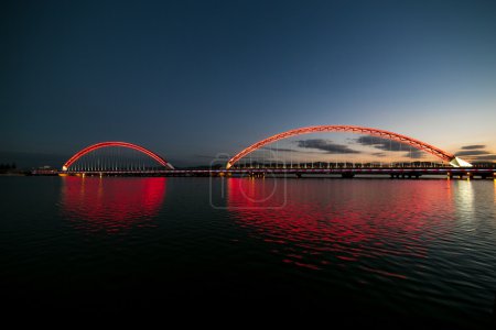 Sky and bridge Zhangjiakou Hebei China at night