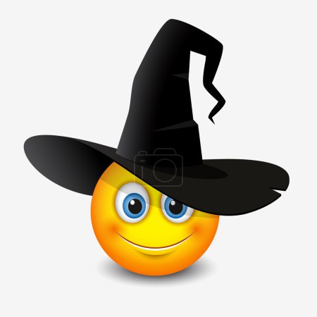 Cute emoticon wearing witch hat