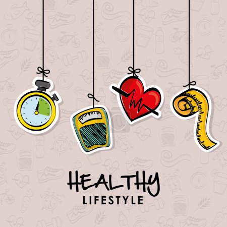健康的生活方式设计。身体护理图标。平的插图