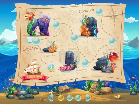 鱼的世界-图示例屏幕水平，游戏界面