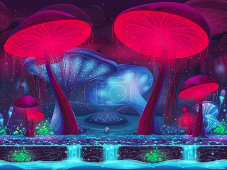 魔法蘑菇空心-神秘背景 (无缝)