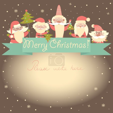 新的一年滑稽卡与圣诞老人和功能区