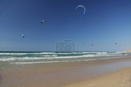 Kite Surfing on the Mediterranean Sea in Israel