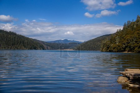 Shudu lake in winter. Potatso National Park in Yunnan Province, China.