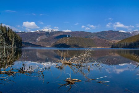 Shudu lake in winter. Potatso National Park in Yunnan Province, China.