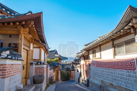 Bukchon Hanok Village,Traditional Korean style architecture.