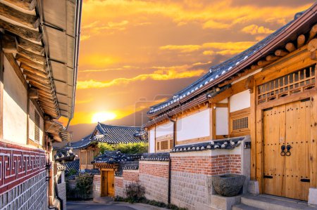 Bukchon Hanok Village,Traditional Korean style architecture.