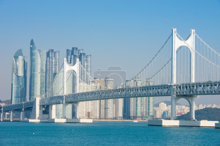 Gwangan bridge and Haeundae in Busan,Korea.