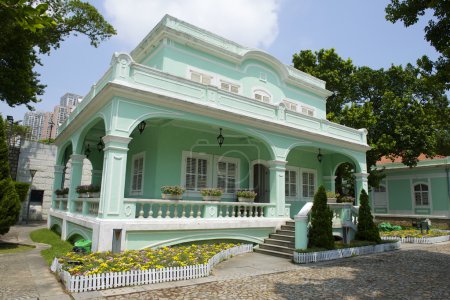 Exterior of the traditional Portuguese house in Taipa village, Macau, China.