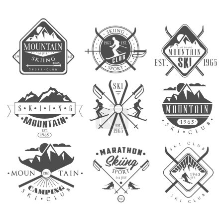 Vintage Skiing Labels Set