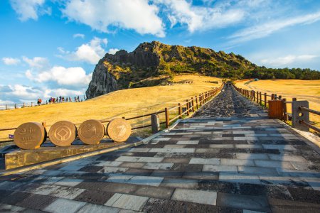 View of Seongsan Ilchulbong moutain in Jeju Island, South Korea