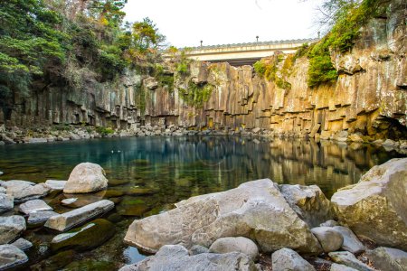 Cheonjeyeon Falls in Jeju Island, South Korea