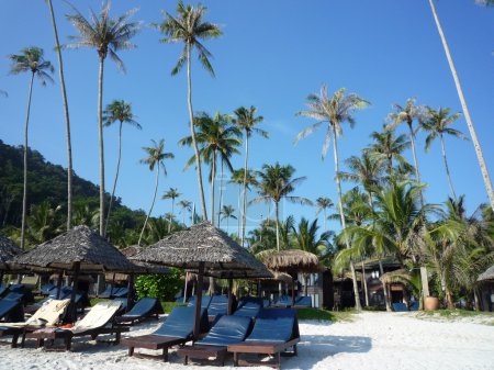 Beach chairs and cabana